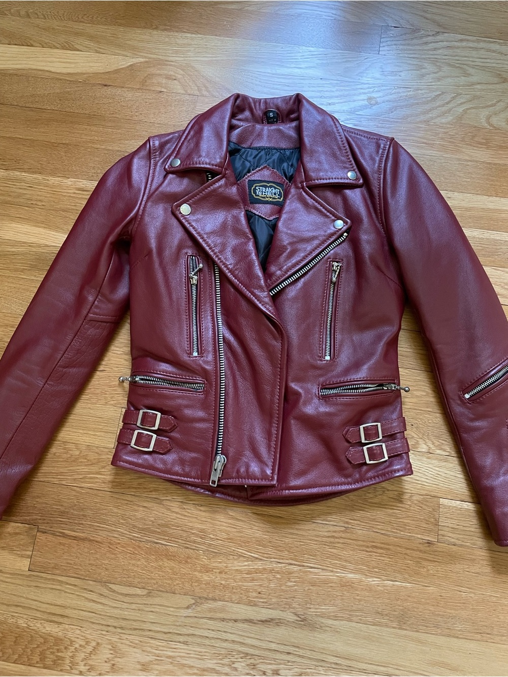 Straight to Hell Defector Leather Women's Burgundy Moto Jacket